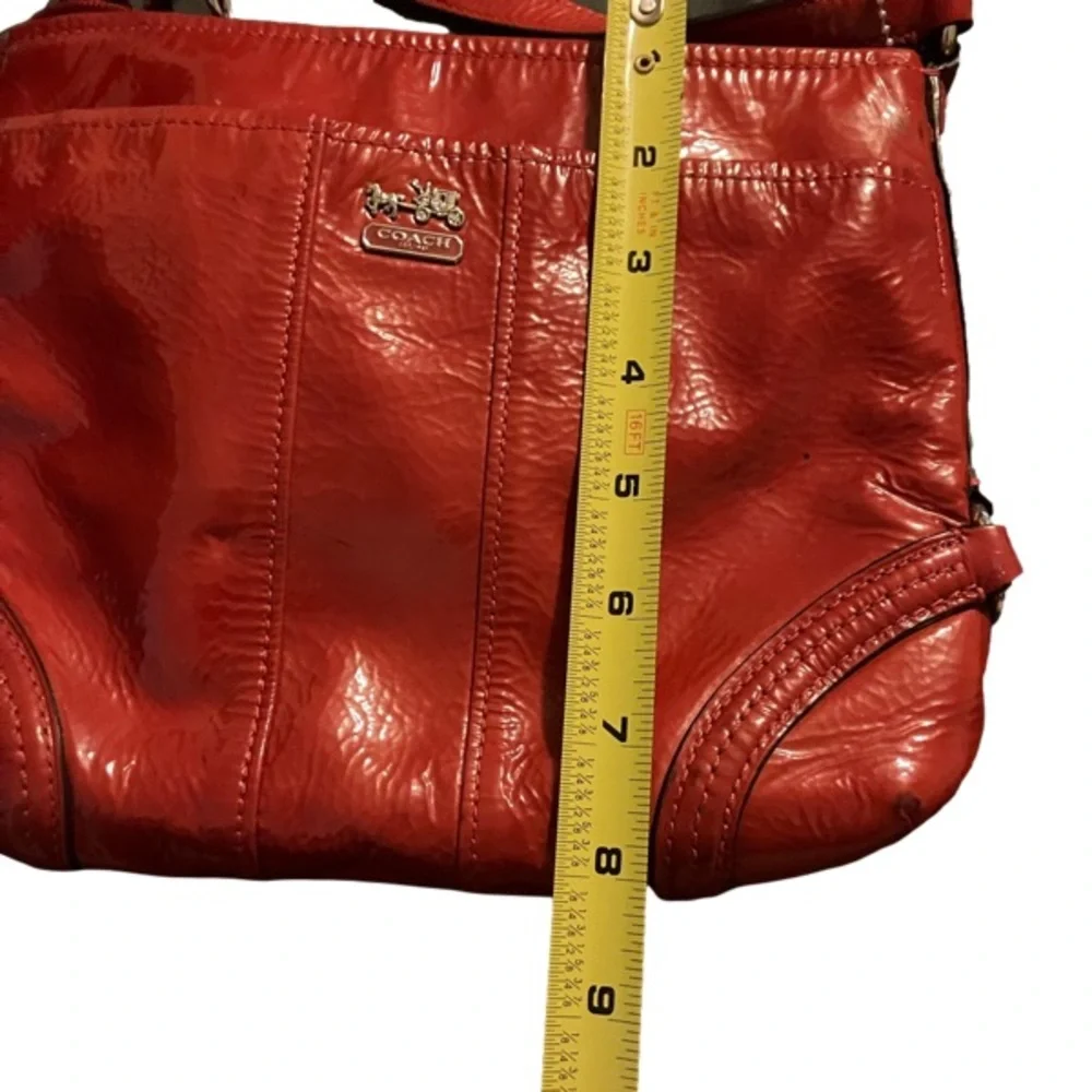 Coach , red patent shoulder bag.